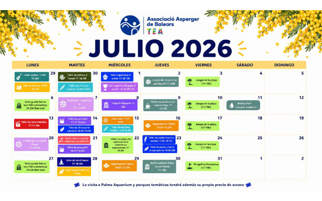 CALENDARI ACTIVITATS JULIOL 26