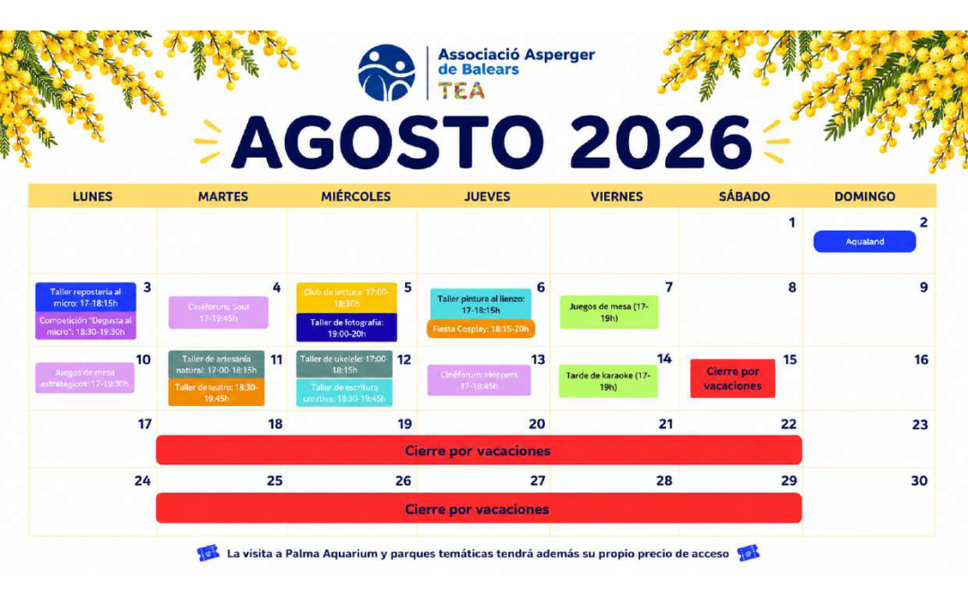 CALENDARI ACTIVITATS AGOST 26